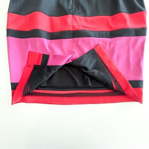 Laura Petite Fitted Dress Bodycon Black Red Pink Satin Sleeveless Sheath Size 6 - Picture 9 of 13